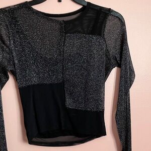 Hollister Black and Silver Sheer Blouse